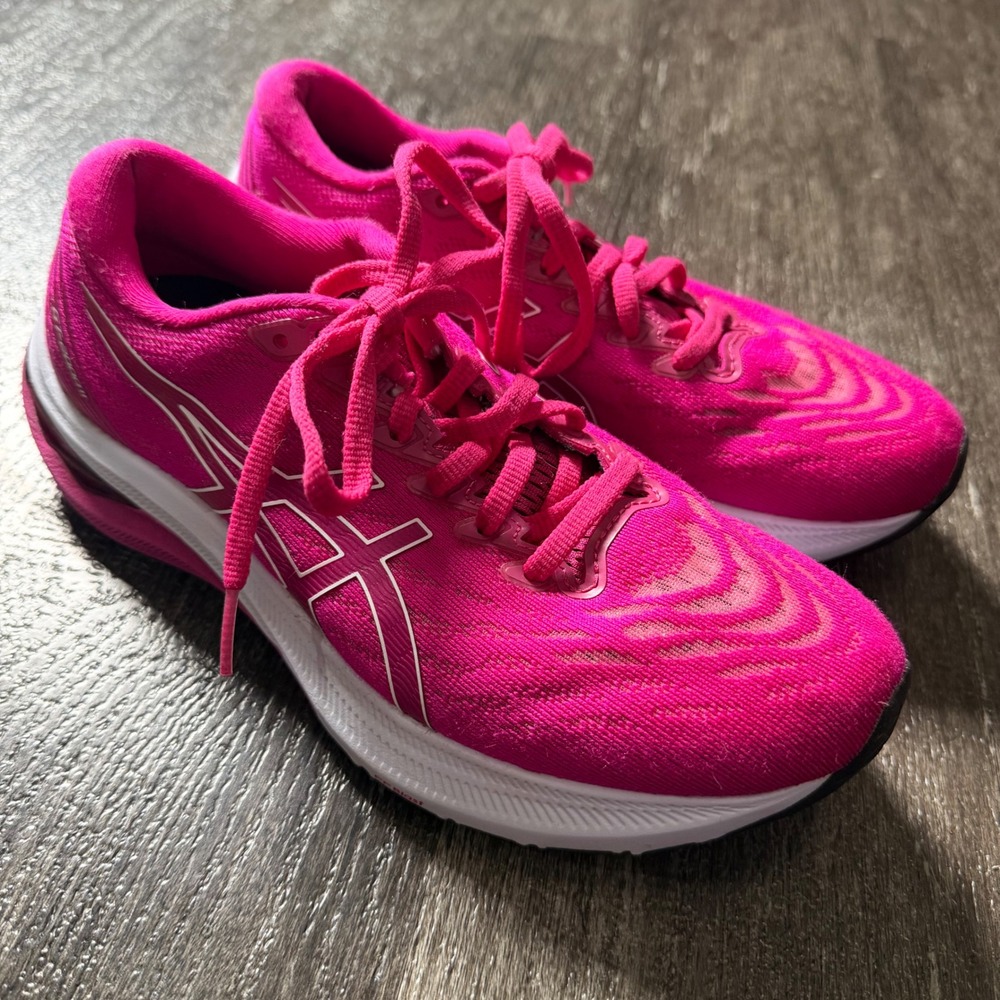 ASICS GT-2000 11 Running Shoes Womens 6 Pink Glo White Stability Sneakers